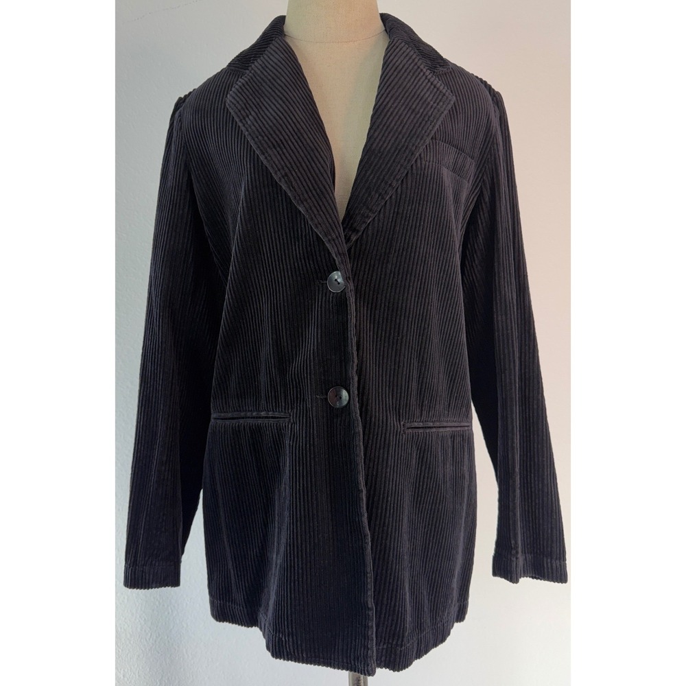 Vintage 90s Newport News Black Corduroy Blazer Jacket Pockets Western Grunge 8‎